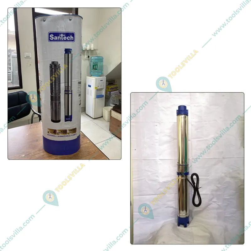 Santech 2HP 18 Stage 4 inch(V4) Single Phase Water Cooled Submersible Pump, 259ft Max. Head - 1 Year Warranty