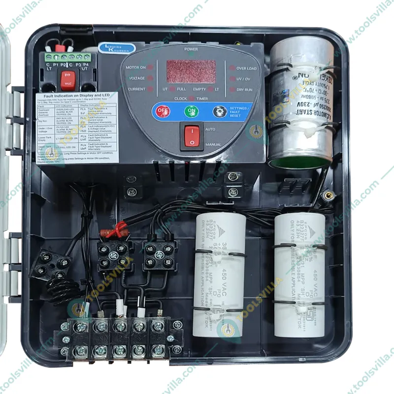 L&T 2Hp 1Phase Auto Digital Panel With Water Level Controller for Submersible Pumps, 2x36μF Capacitor (CS91334NEOF)