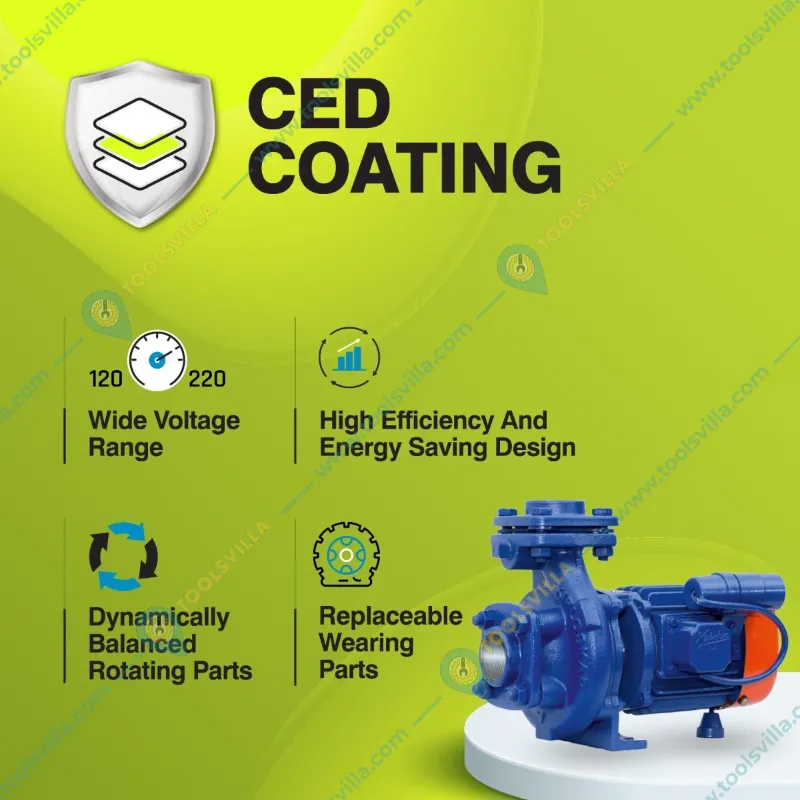 Kirloskar 2HP Single Phase Centrifugal Monoblock Pump, 318 LPM Max Discharge, 50x40 mm (KDS-225) - 1 Year Warranty