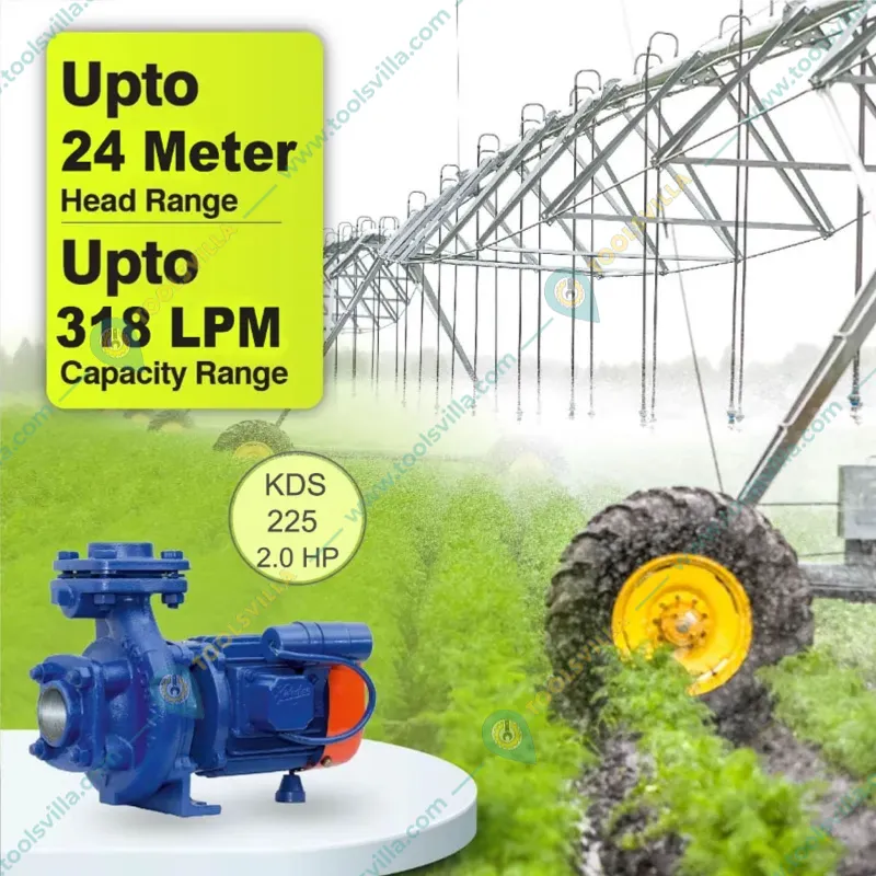 Kirloskar 2HP Single Phase Centrifugal Monoblock Pump, 318 LPM Max Discharge, 50x40 mm (KDS-225) - 1 Year Warranty