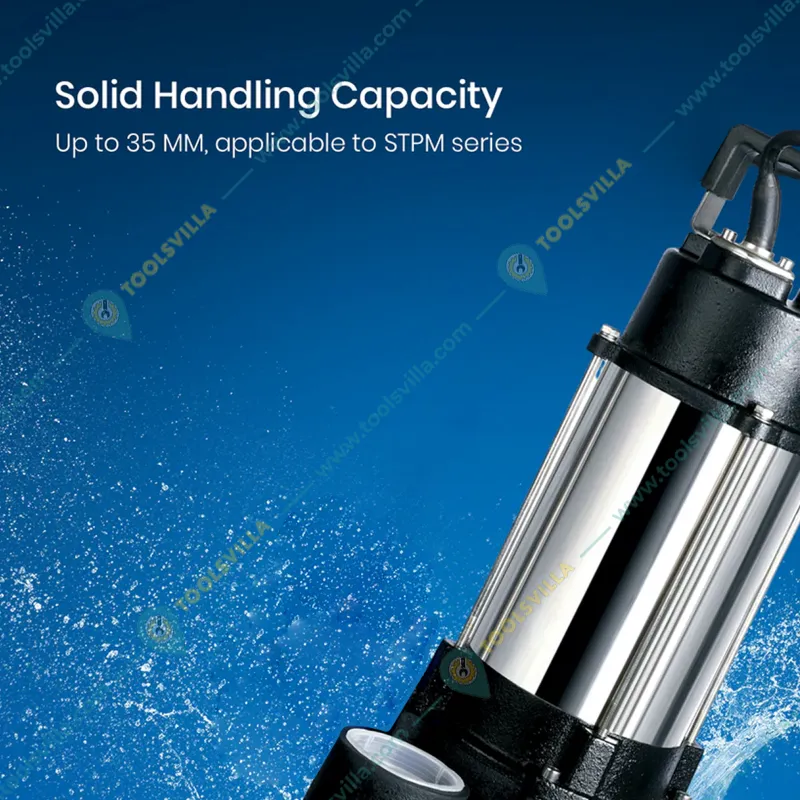 Crompton 2 HP Three Phase Sewage Submersible Pump, 49ft Max Head, 600 LPM Discharge (STPM22-15) - 1 Year Warranty
