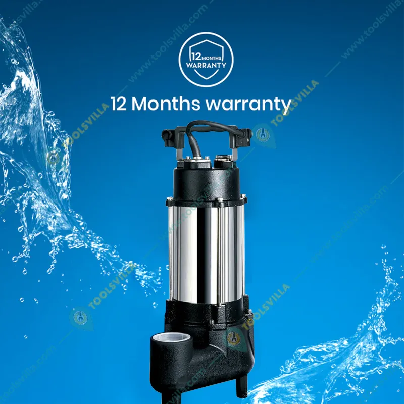 Crompton 2 HP Three Phase Sewage Submersible Pump, 49ft Max Head, 600 LPM Discharge (STPM22-15) - 1 Year Warranty
