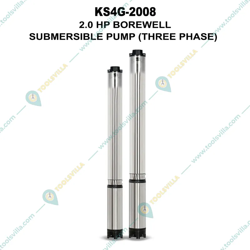 Kirloskar 2 HP 8 Stage Water Filled 3Phase Borewell Submersible Pump, 177ft Max. Head - 1 Year Warranty (KS4G-2008)