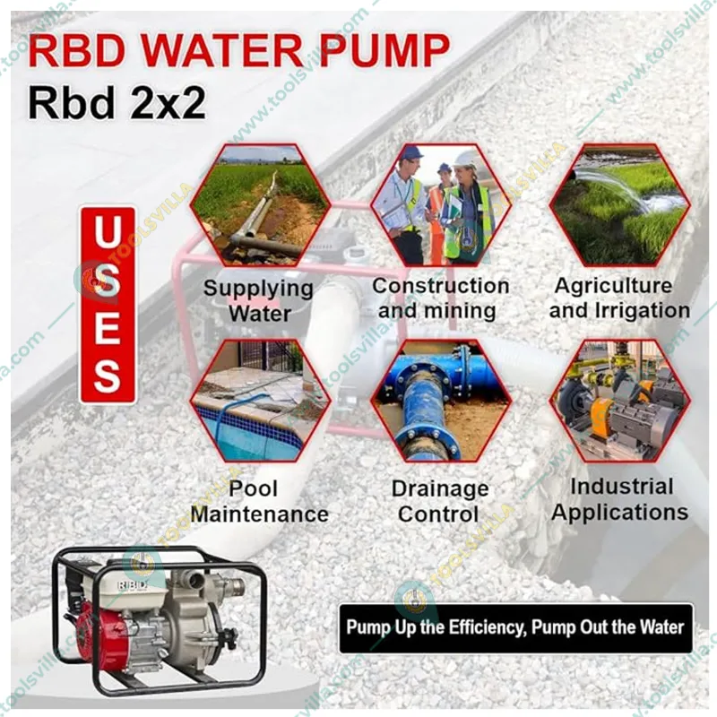 RBD 4-stroke Air-Cooled 2 inch Petrol Operated Water Pump (2-Year Warranty)
