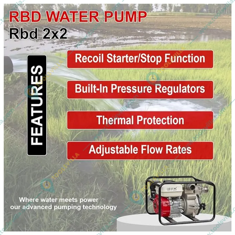 RBD 4-stroke Air-Cooled 2 inch Petrol Operated Water Pump (2-Year Warranty)