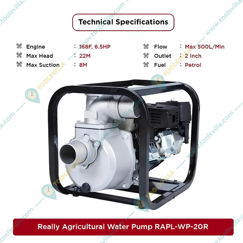 Really RAPL-WP20-R 6.5 HP 2 inch Petrol Water Pump With Accessories