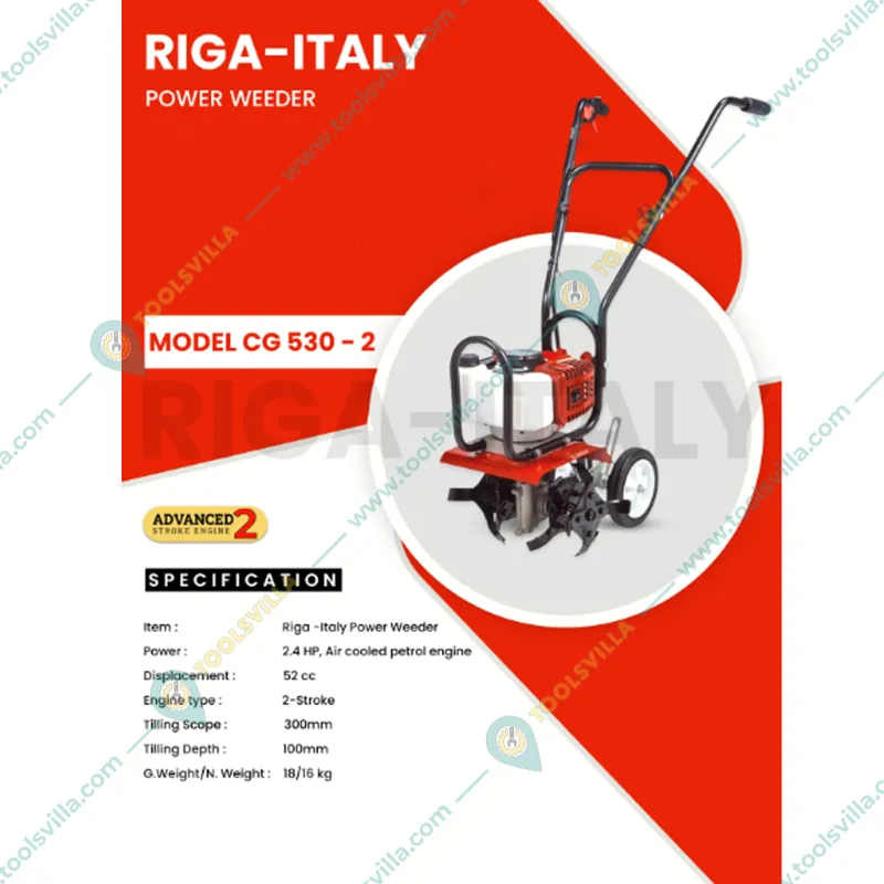 Riga Italy 2 Stroke Mini Power Tiller, CG-520, 52 CC Engine