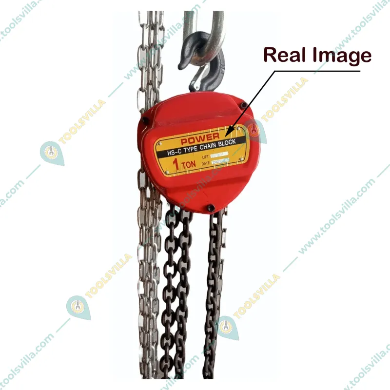 Power 1 Ton Chain Pulley Block, 3 meter Chain-3 m Standard Lift, 6 mm load chain-Single Fall