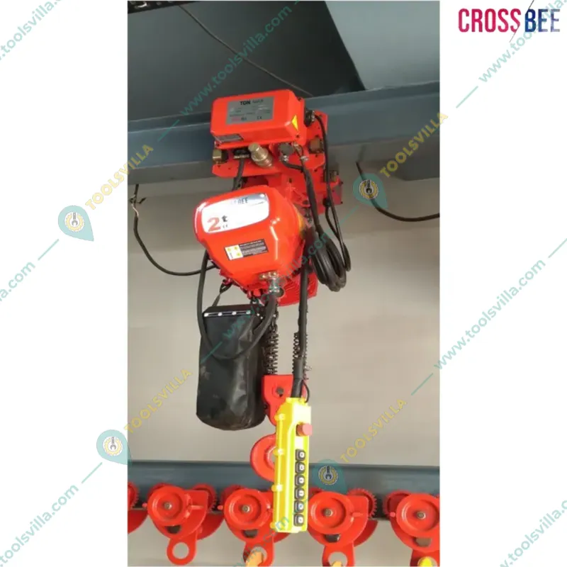 Crossbee 2 Ton 3 HP Electric Chain Hoist, 6 Meter x 10 mm Load Chain With Electric Trolley for Horizontal Movement