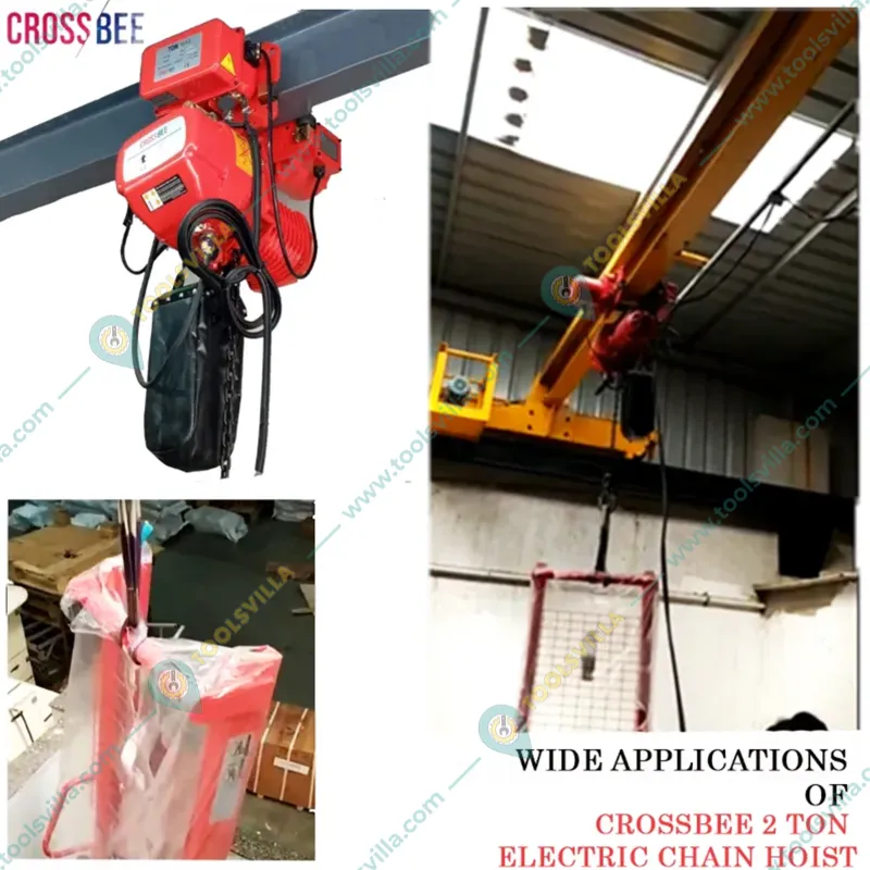 Crossbee 2 Ton 3 HP Electric Chain Hoist, 6 Meter x 10 mm Load Chain With Electric Trolley for Horizontal Movement