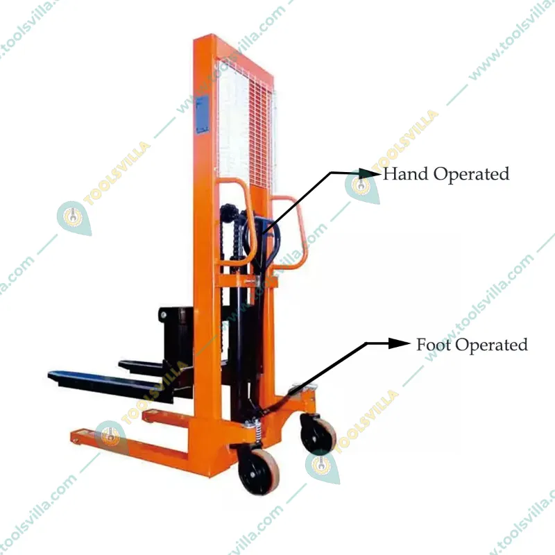 HT 2 Ton Hand & Foot Operated Manual Hydraulic Stacker With 1600 mm Maximum Lifting Height, Fork Size- (L x W) : 900 x 740 mm