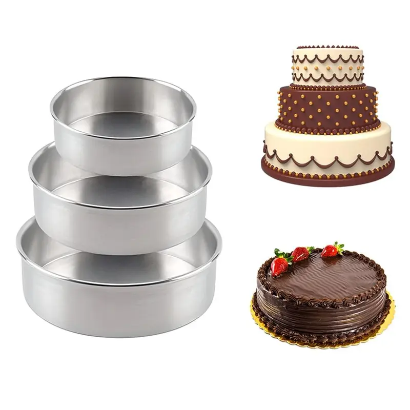 Aluminium Round Baking Microwave Mould for 500g, 750g, 1Kg Cake  (Pack of 3)