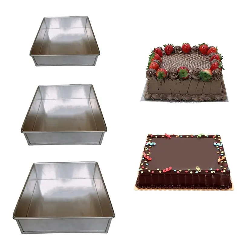 Aluminium Square Cake Baking Mould for 500g, 750g, 1Kg Cake (Pack of 3)