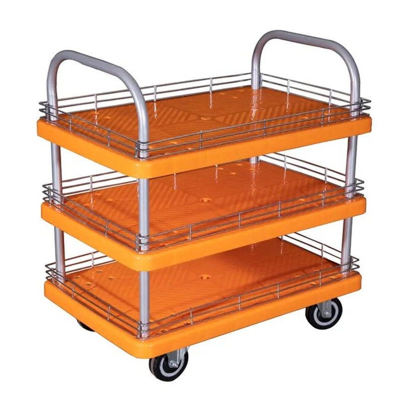 SRP 3 Layer 300 Kg Load Capacity With MS Border Plastic Platform Trolley