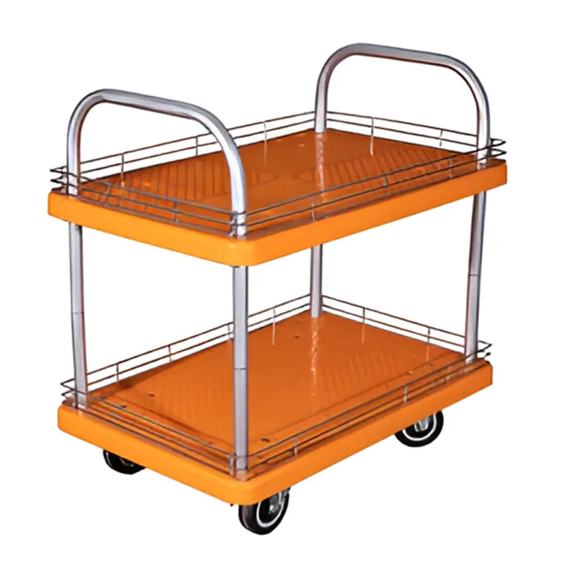SRP Double Layer 300 Kg Load Capacity With MS Border Plastic Platform Trolley
