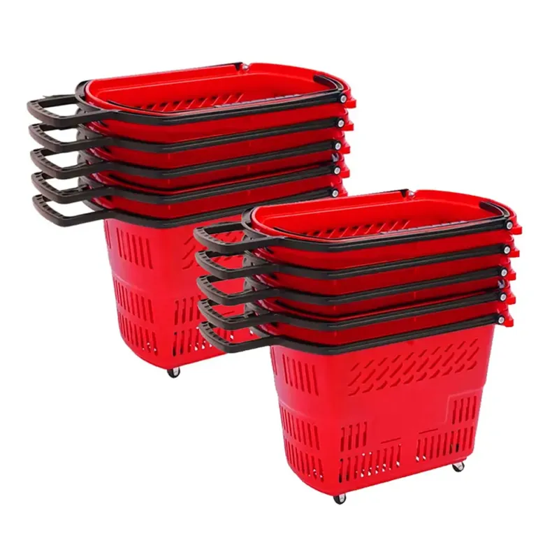 Bigapple 30 L Plastic Shopping Basket With 4 Small Wheels (BA-Basket 30 L)