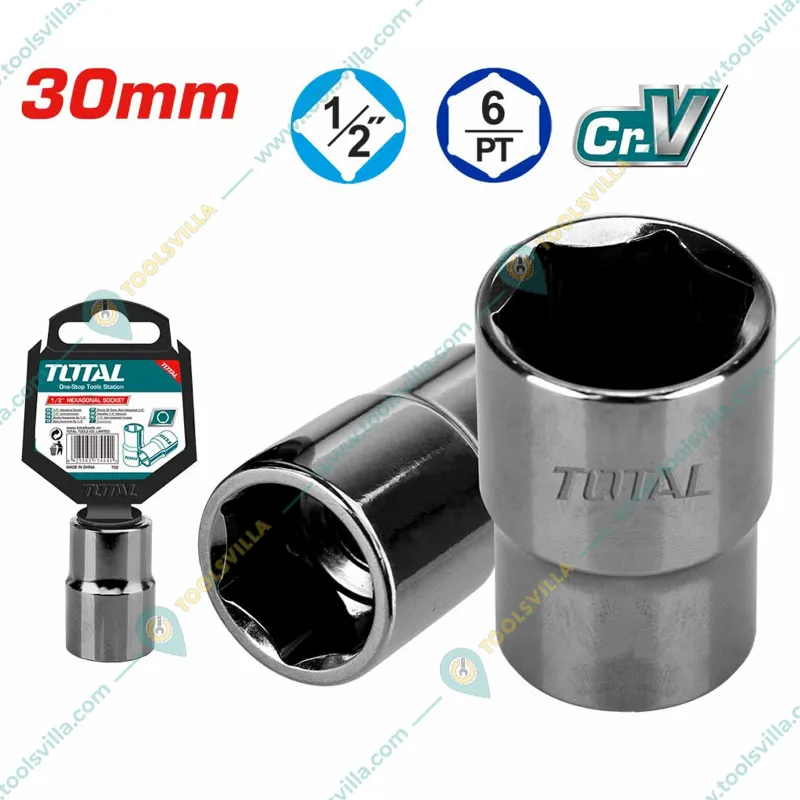 Total 1/2 Inch Drive 30 mm Hexagonal Socket (THTST12301) Pack of 3