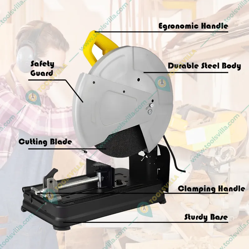 Heavy Duty 355 mm 2200 W Chop Saw for Cutting Purposes, 3800 RPM