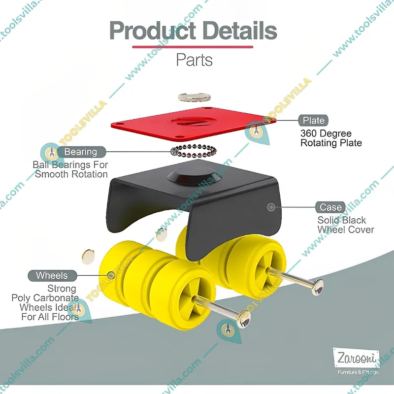 Heavy Duty 360 Degree Rotation 500 Kg Capacity 6 Wheels Plate Type Caster Wheel For Furniture (Set of 4 Castor Wheels)