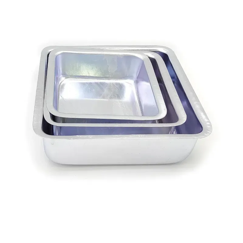 Set of 3 Aluminium Square Cake Baking Mould for 500g, 750g, 1Kg Cake 