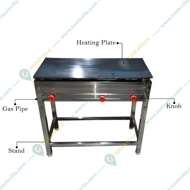 Commercial 3 Burner Dosa Bhatti, Plate Size 18 x 36 inch