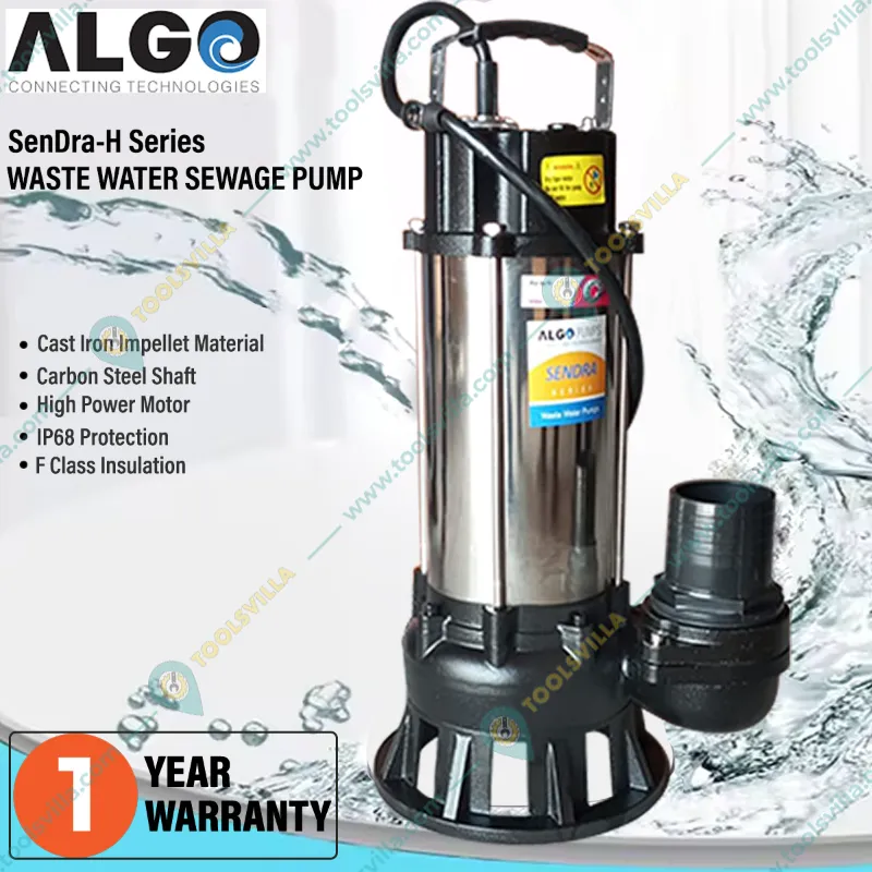 Algo 3 HP Three Phase SenDra-H Series Waste Water Sewage Pump, 12M Head, 80x15mm - 1 Year Warranty (SD-20/F22 T)