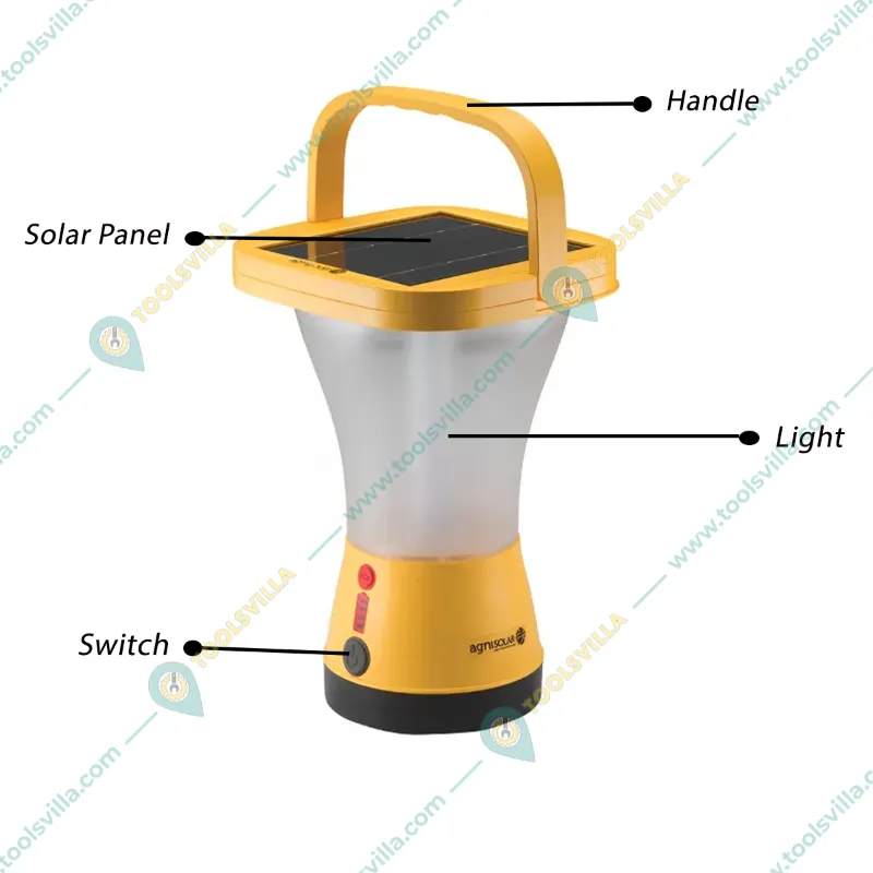 Solar Lantern of 3 Brightness Modes with Inbuilt Solar Panel, Battery and USB for Mobile Charging Option