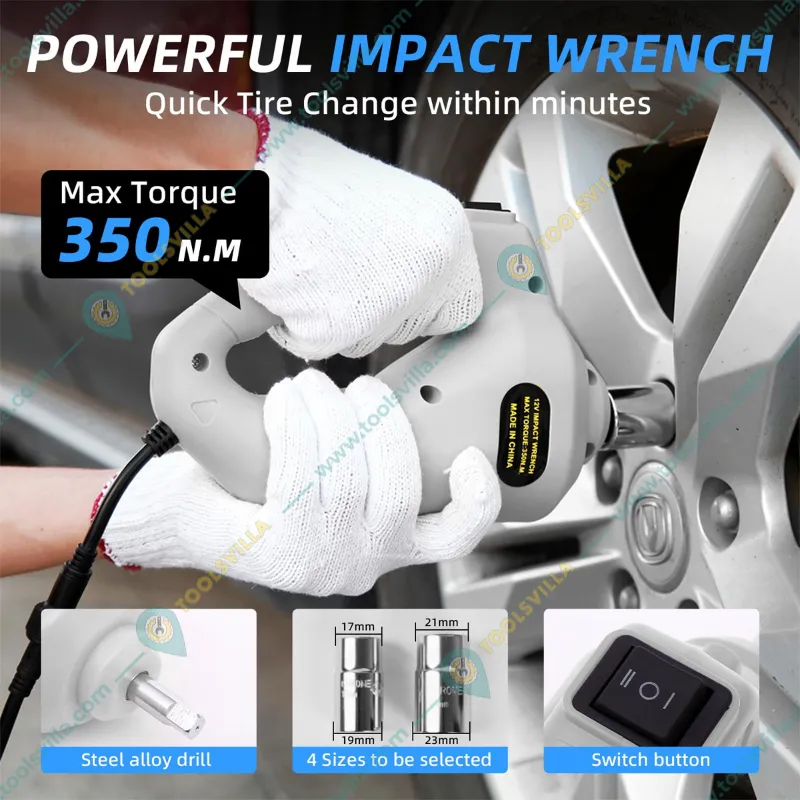 Heavy Duty 3 Ton 12 V 3 In 1 Automatic Scissor Lift Jack & Impact Wrench and Tire Inflator Pump