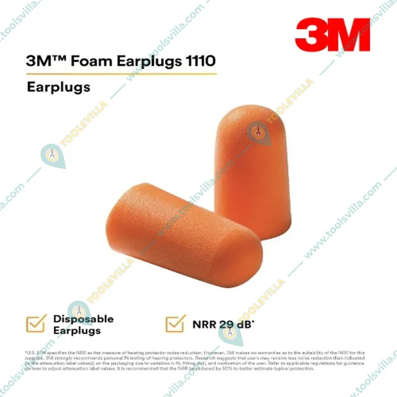 3M Corded Rollable Foam Earplugs, Extra Soft, Reusable, Sound Block Up To 29 Decibel (1110)(Pack-50)