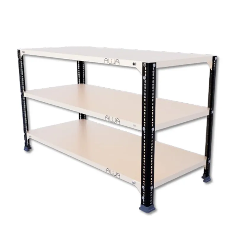 ALIJA 3 Shelf 24 x 41 x 18 Inch ( 2 x 3.5 x 1.5 Ft.) Black Angle & Ivory Shelves Multipurpose Storage Rack(Gauge-22 Gauge Shelves & 16 Gauge Angle)
