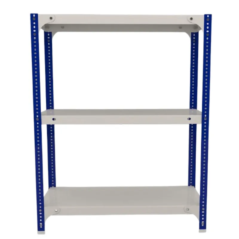 FIDVI® 9D X 23L X 30H Inch 3 Shelves Powder Coated Slotted Angle Metal Rack With Accessories -Colour Ivory blue (SR-514)