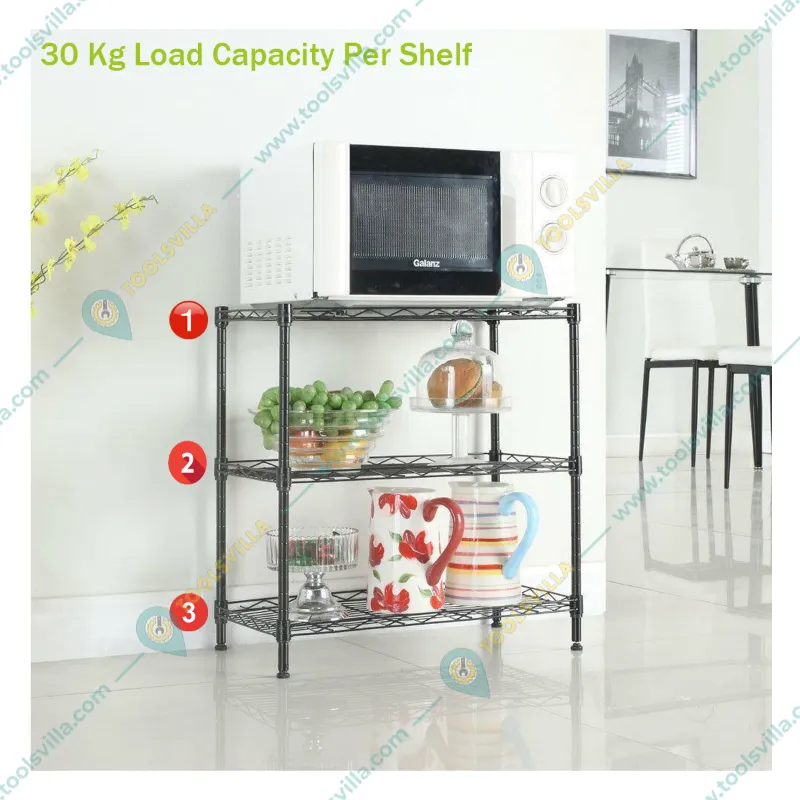 Rackwell 30 x 30 x 14 Inches 3-Shelves Mild Steel Black Coated Boltless Multipurpose Rack