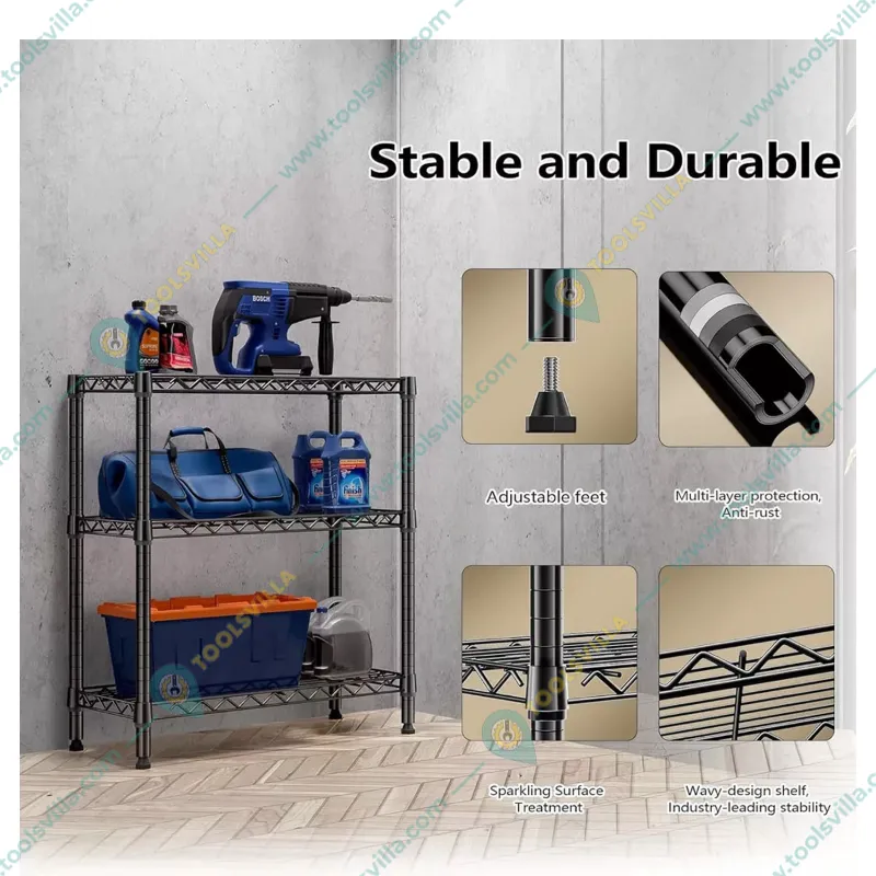 Rackwell 30 x 30 x 14 Inches 3-Shelves Mild Steel Black Coated Boltless Multipurpose Rack