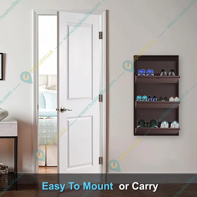 Alija 3 Door 30(H)X 20(L)X6(D) Inch Wall Mount Metal Shoe Rack for Home with Doors & Lock -Space Saving Sandal Shoe Rack