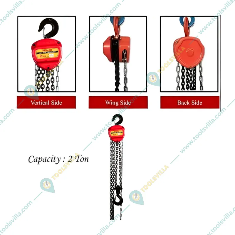 Power 2 Ton*24 Meter Chain Pulley Block, 24 Meter Standard Lift- Double Fall
