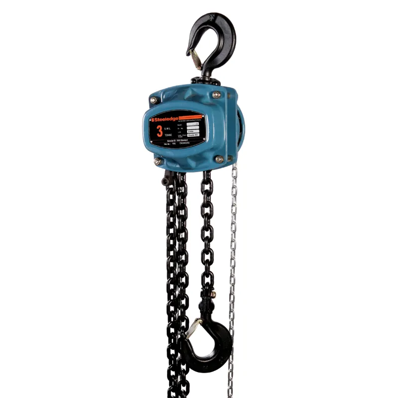 Steeledge (302) M3 3 Ton Double Fall Manual Chain Pulley Block With 3m Load Chain, 3m Hand Chain - 1 Year Warranty