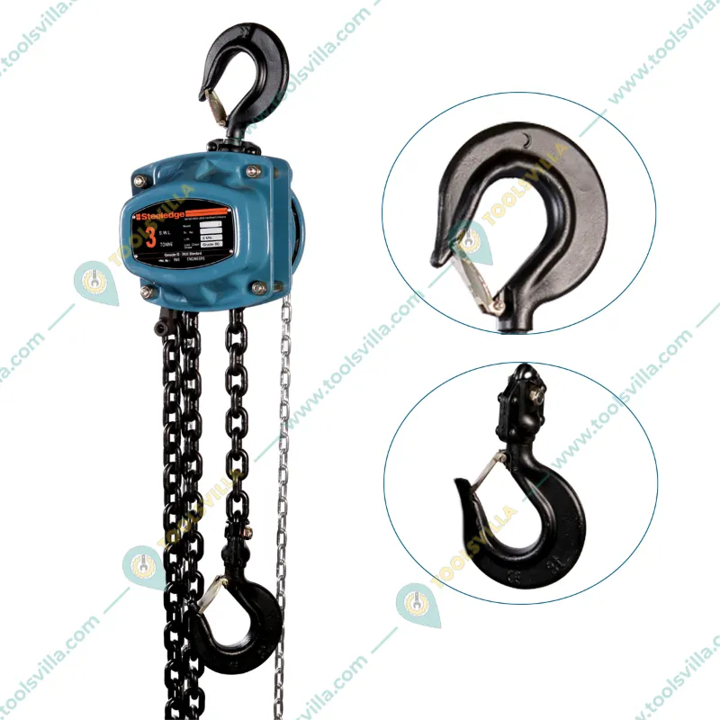 Steeledge (302) M3 3 Ton Double Fall Manual Chain Pulley Block With 3m Load Chain, 3m Hand Chain - 1 Year Warranty