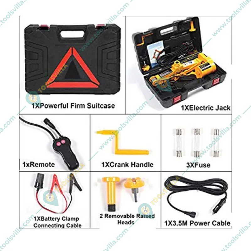 VOLTZ 3 Ton 12 V Automatic Scissor Jack Set Emergency Wheel Change for Sedans SUV (TY42)