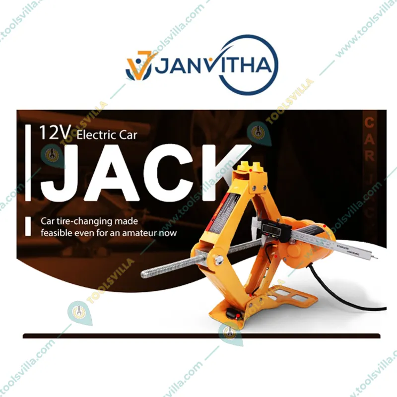 Janvitha 3 Ton 12 V  Automatic Scissor Lift Jack With Kit For Tire Change & Replacement (Warranty- 1 Year)