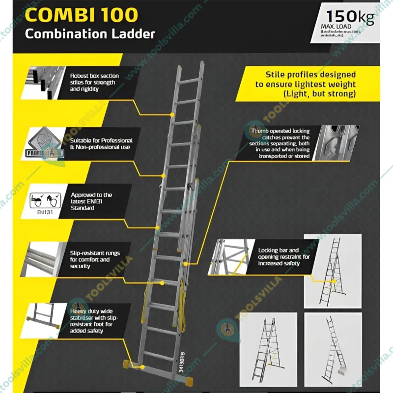 Vishwakarma 3-Way Extension 3.0m Combination Ladder