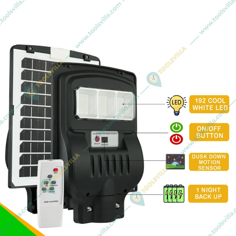 Gramstrong Solar Street Light of 3 Window 192 LEDs, 5V Solar Panel and 3.2V Battery with Smart Sensor for Park, Footpath