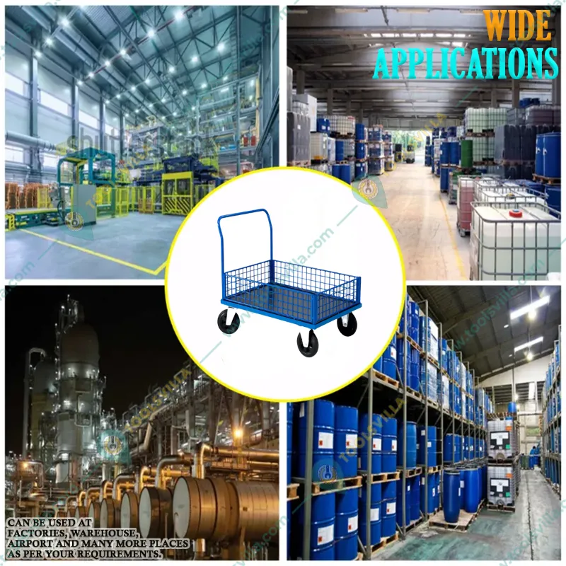 Heavy Duty 400 kg Load Capacity (UDL) Material Handling Trolley with 4-inch x 2-inch Polypropylene Wheel