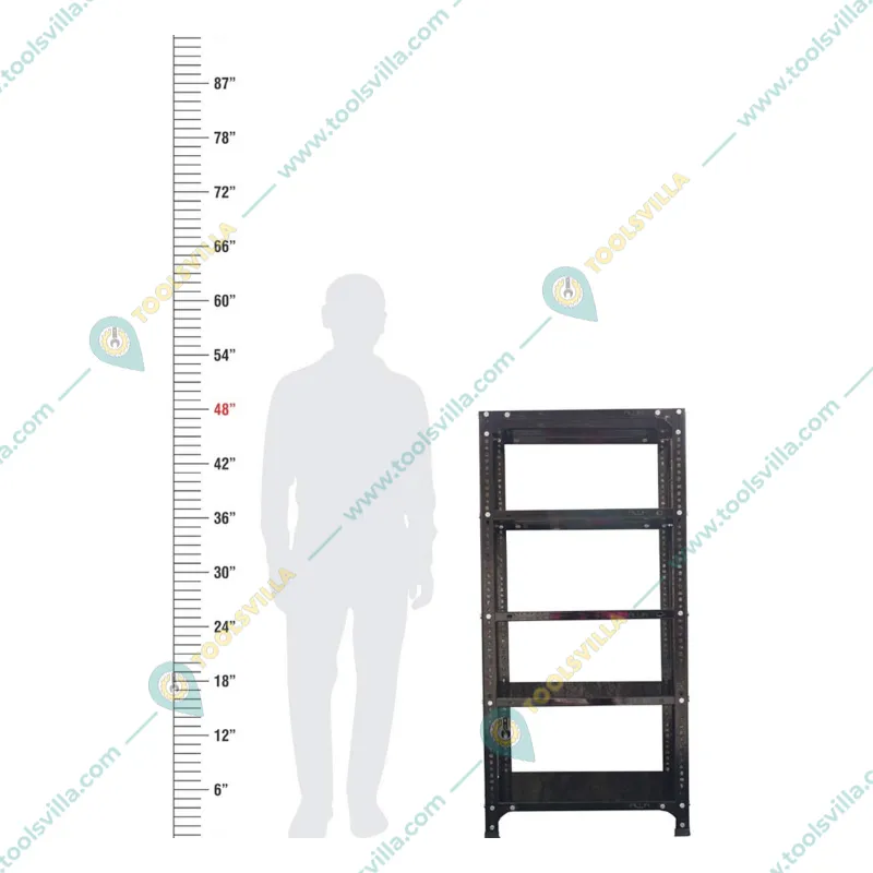 Alija 48 x 23 x 12 Inch 5 Shelves Multipurpose Storage Rack With Accessories(Color-Black,Gauge-24 Gauge Shelves & 18 Gauge Angle)