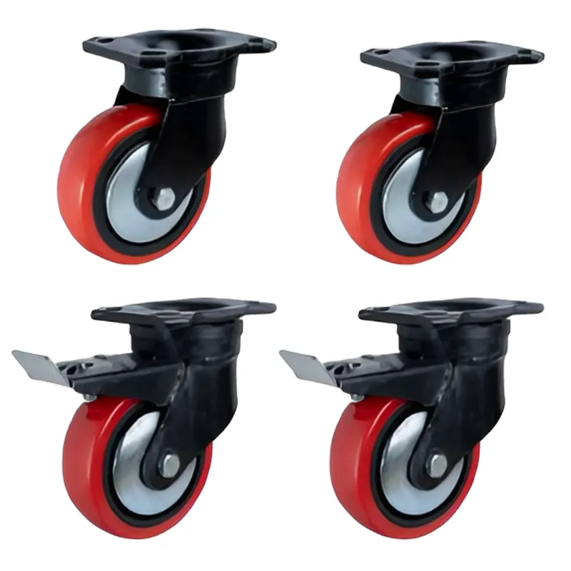 Prakash 4 Inch Heavy Duty 8 mm Thickness 2 Pcs Swivel & 2 pcs Safety Break Swivel Type Caster Wheel	