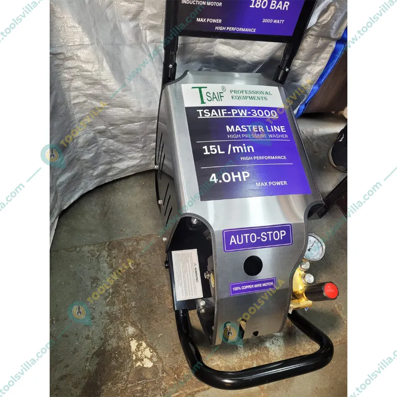 Tsaif 4 Hp Trolley Type 180 Bar High Pressure Car Washer, 15 LPM Flow Rate with all Essential Accessories (PW-3000)