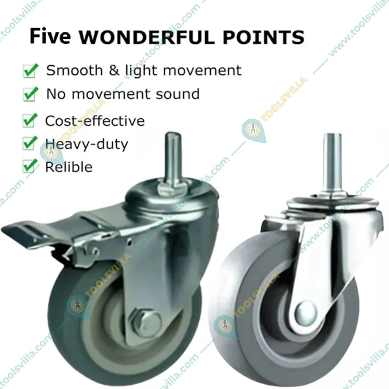 Prakash Pack Of 2 Light Duty 4 Inch Fixed and Swivel With Brake Thread Type Caster Wheel