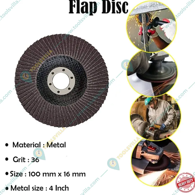 Heavy Duty 4 Inch (100mm) Metal Flap Disc - 36 Grit (Pack of 20)