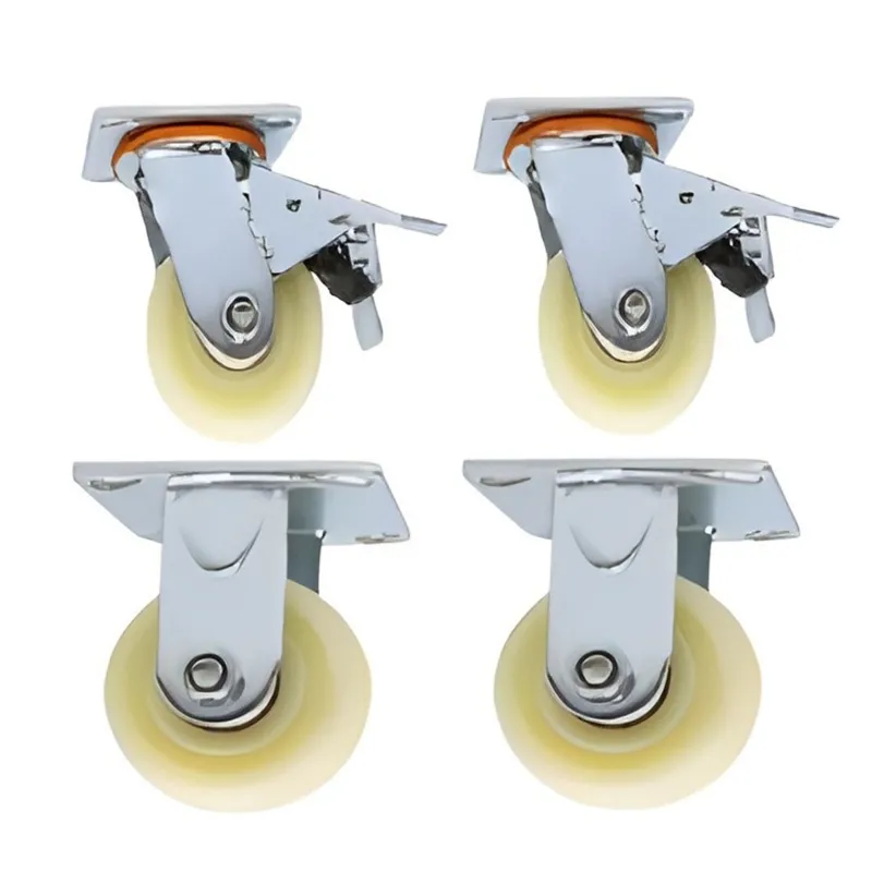 Suwas Trolley 4 x 2 Inch Pack Of 4 PP Caster Wheel With 1200 Kg Load Capacity ( 2 Fixed  2 Swivel With Brake) | 6 Months Warranty