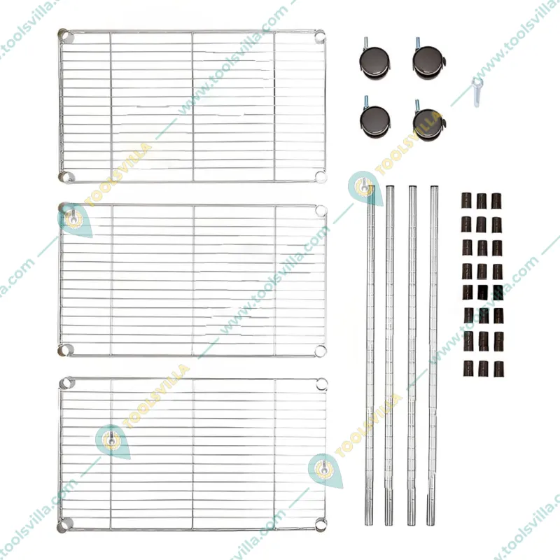Rackwell 30 x 30 x 14 Inches 3-Shelves Stainless Steel Boltless Rack With 2 Inches Wheel For Multipurpose Uses