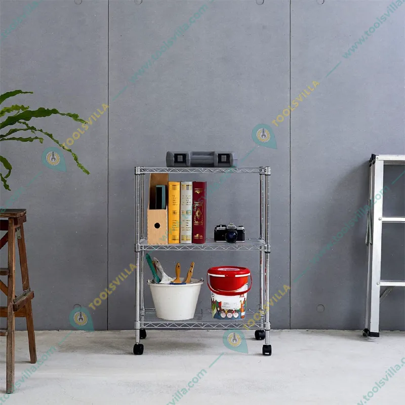 Rackwell 30 x 30 x 14 Inches 3-Shelves Stainless Steel Boltless Rack With 2 Inches Wheel For Multipurpose Uses